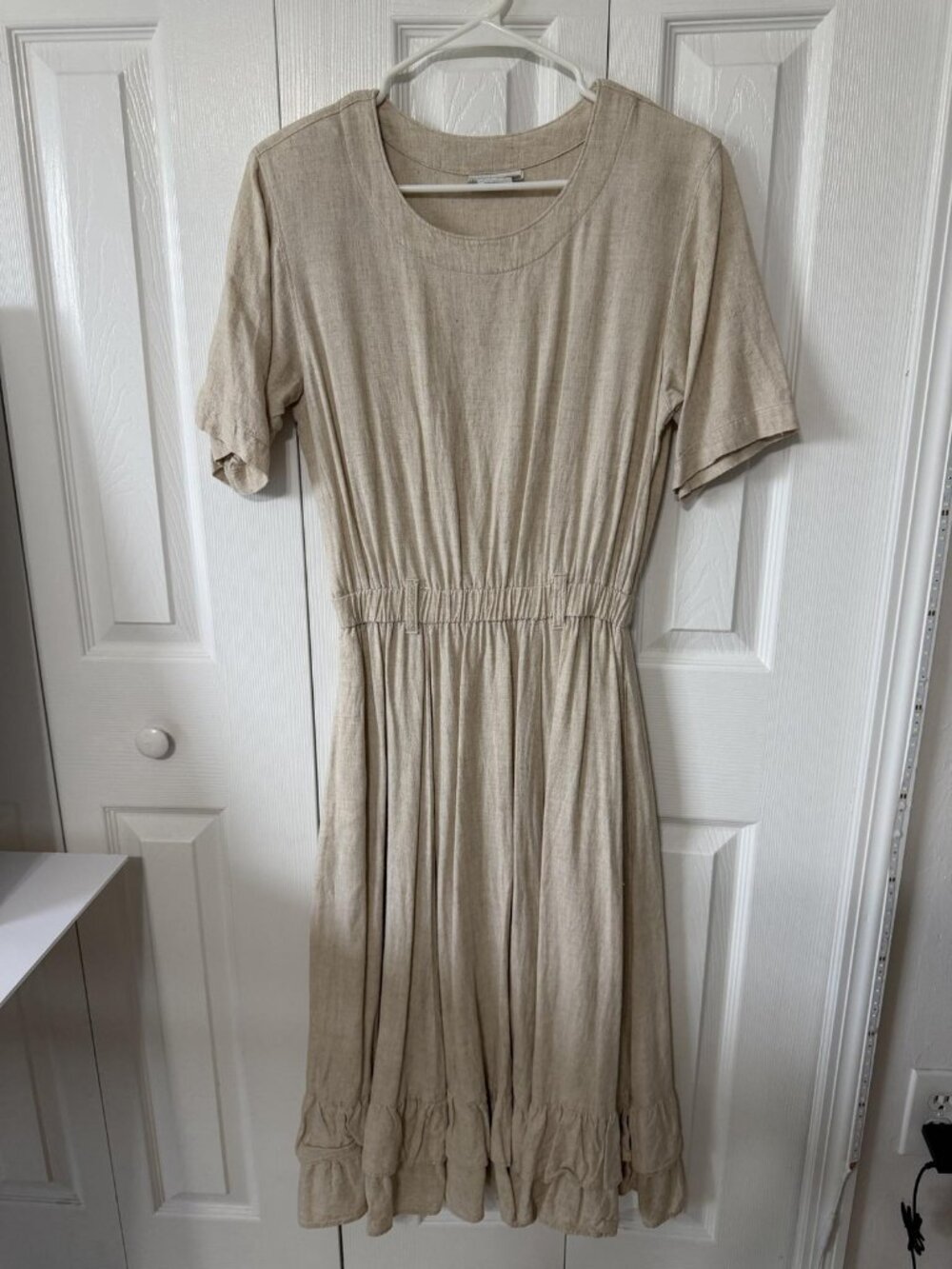 Coldwater Creek Womens PM Petite M Beige Rayon Ruffle Fit Flare Midi Dress USA - Picture 14 of 14